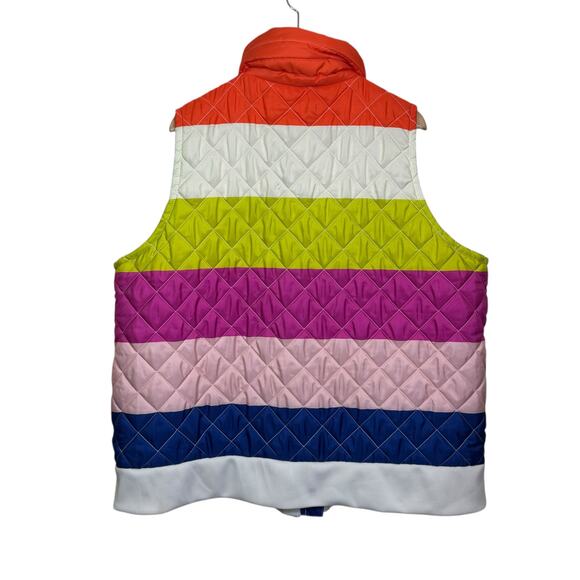 Crown & Ivy Plus Size 3X Rainbow Striped Quilted Zip Up Puffer Vest - Picture 5 of 8